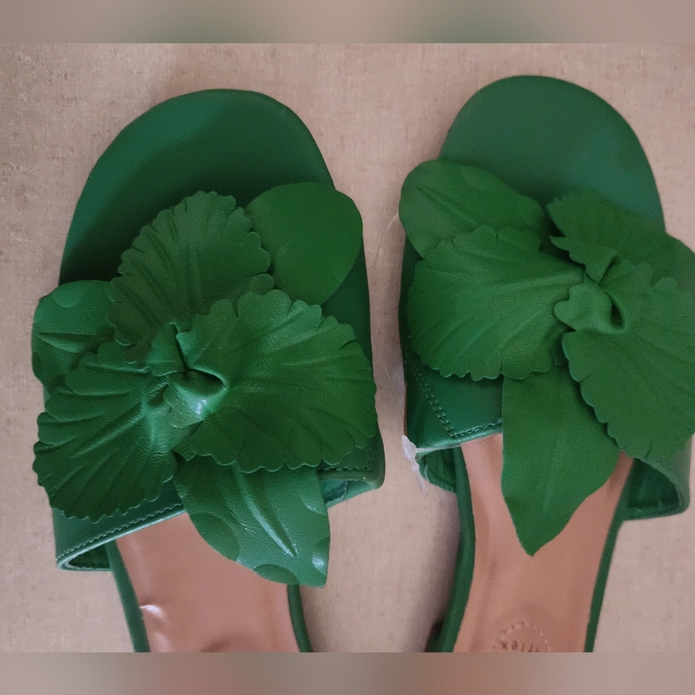 Anne Klein Vibrant Green Floral Slide Sandals,Caribbean/Vacation Ready,S-7, NWOT - Picture 4 of 5